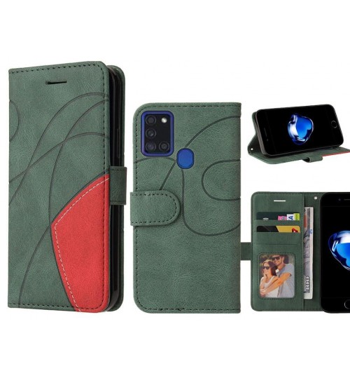 Samsung Galaxy A21S Case Wallet Premium Denim Leather Cover