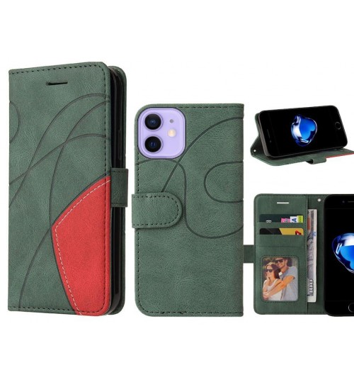 Iphone 12 Mini Case Wallet Premium Denim Leather Cover - Green