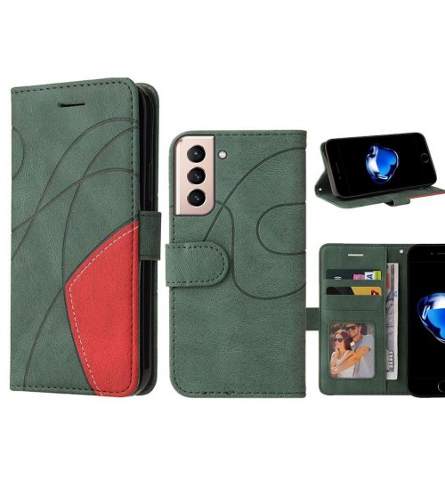 Galaxy S21 Plus Case Wallet Premium Denim Leather Cover - Green