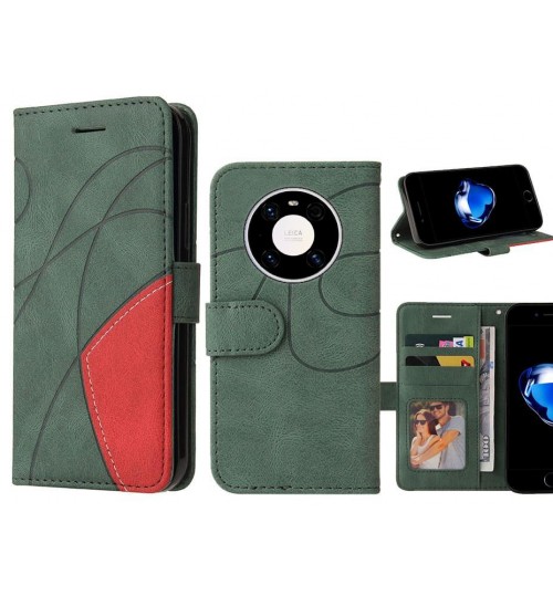 Huawei Mate 40 Pro Case Wallet Premium Denim Leather Cover - Green