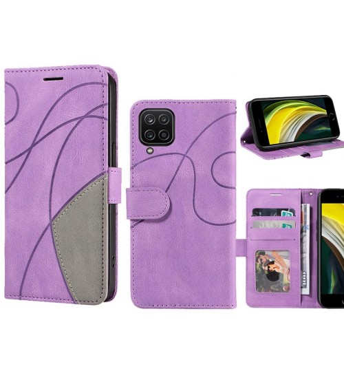 Samsung Galaxy A12 Case Wallet Premium Denim Leather Cover - Purple