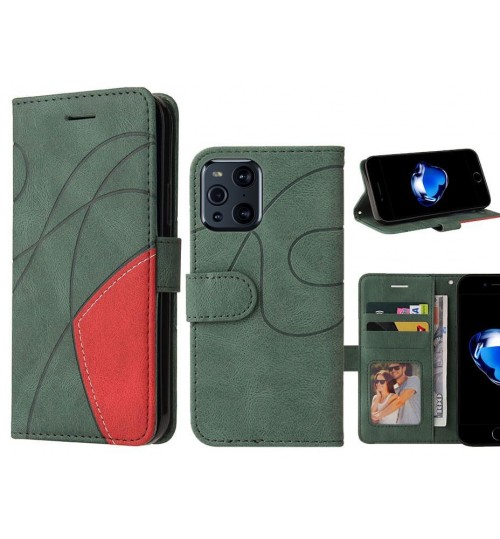 Oppo Find X3 Pro Case Wallet Premium Denim Leather Cover - Green
