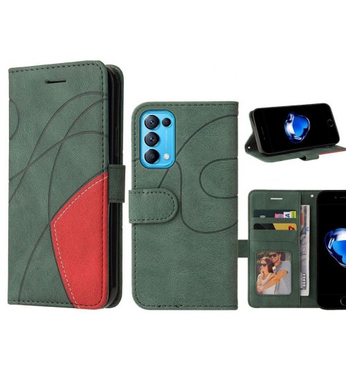 Oppo Find X3 Lite Case Wallet Premium Denim Leather Cover - Green