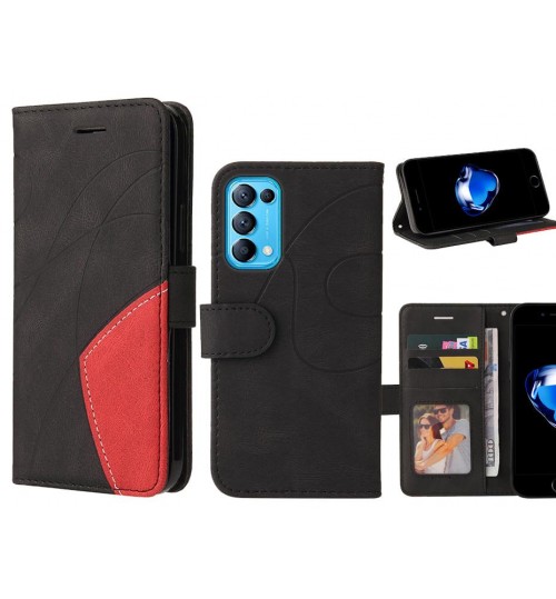 Oppo Find X3 Lite Case Wallet Premium Denim Leather Cover - Black