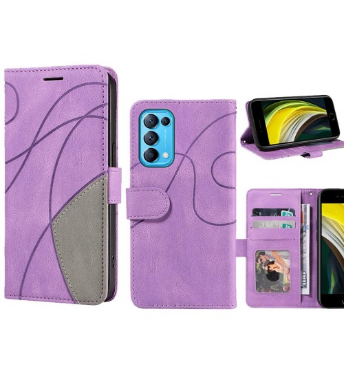 Oppo Find X3 Lite Case Wallet Premium Denim Leather Cover - Purple