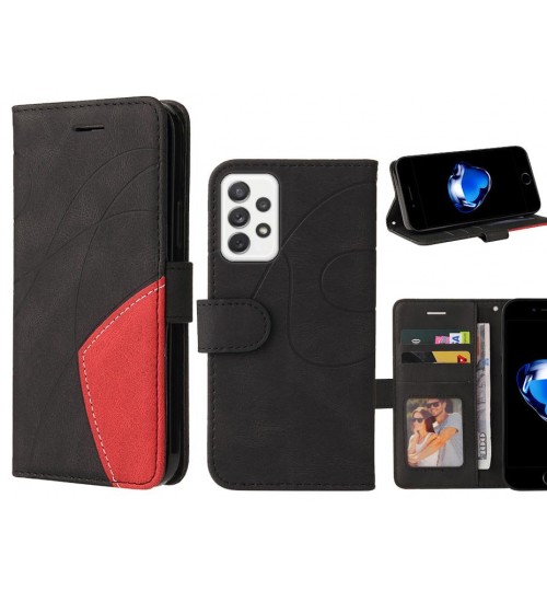 Samsung Galaxy A72 Case Wallet Premium Denim Leather Cover - Black