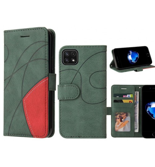 Samsung Galaxy A22 5g Case Wallet Premium Denim Leather Cover - Green