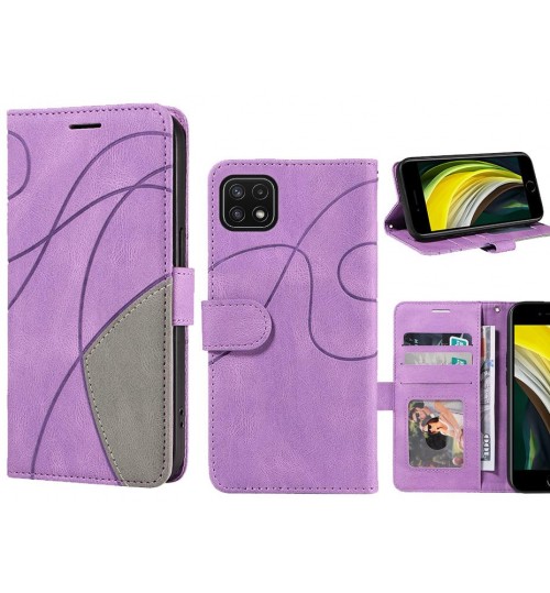 Samsung Galaxy A22 5g Case Wallet Premium Denim Leather Cover - Purple