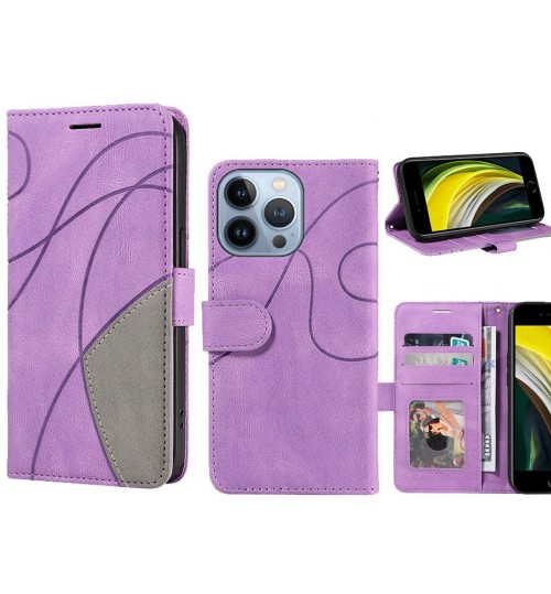 Iphone 13 Pro Case Wallet Premium Denim Leather Cover - Purple