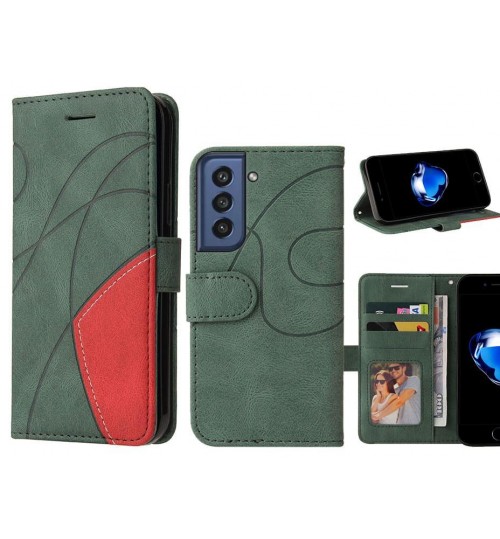 Samsung S21 Fe 5g Case Wallet Premium Denim Leather Cover - Green