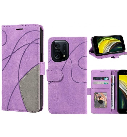 Oppo Find X5 Case Wallet Premium Denim Leather Cover - Purple