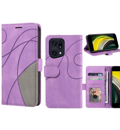 Oppo Find X5 Pro Case Wallet Premium Denim Leather Cover - Purple
