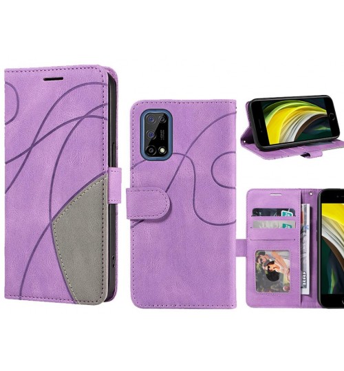 Realme 7 5g Case Wallet Premium Denim Leather Cover - Purple