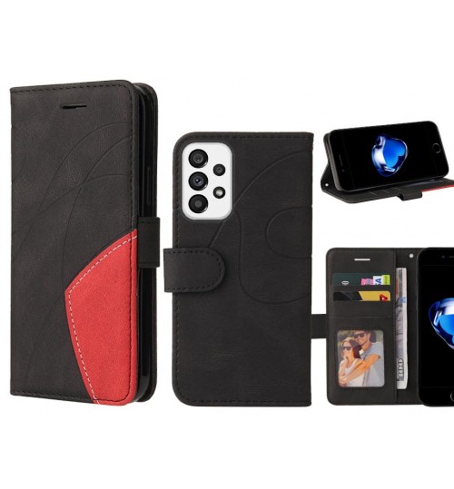 Samsung Galaxy A73 5g Case Wallet Premium Denim Leather Cover - Black