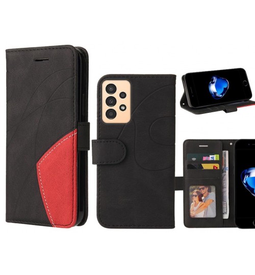 Samsung Galaxy A13 Case Wallet Premium Denim Leather Cover - Black