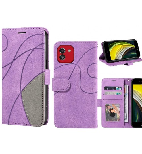 Samsung Galaxy A03 Case Wallet Premium Denim Leather Cover - Purple