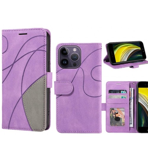 Iphone 14 Pro Max Case Wallet Premium Denim Leather Cover - Purple