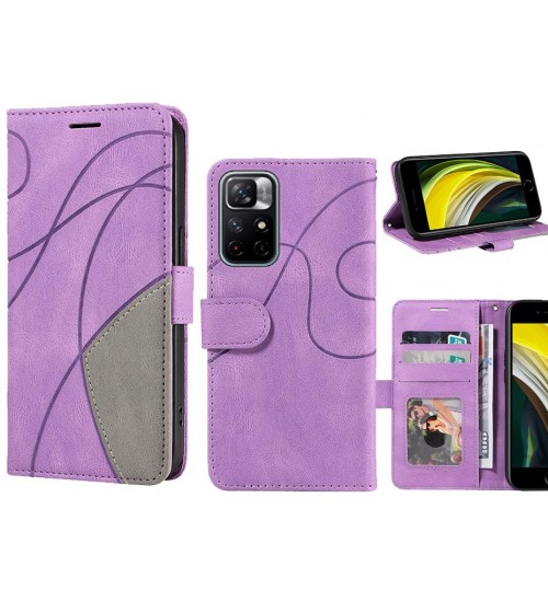 Xiaomi Redmi Note 11 Case Wallet Premium Denim Leather Cover - Purple