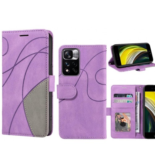 Xiaomi Redmi Note 11 Pro Case Wallet Premium Denim Leather Cover - Purple