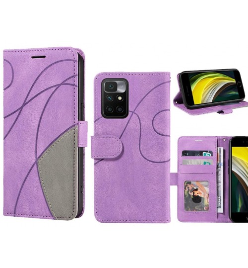 Xiaomi Redmi 10 Case Wallet Premium Denim Leather Cover - Purple