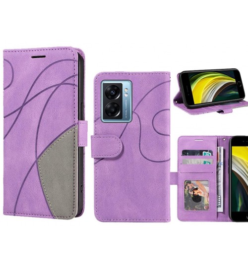 Oppo A77 2022 Case Wallet Premium Denim Leather Cover - Purple