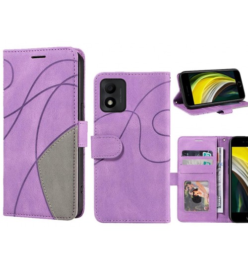 Vodafone P12 Case Wallet Premium Denim Leather Cover - Purple