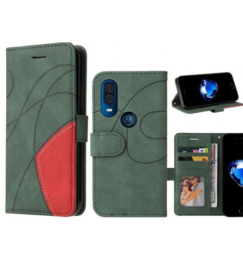 Motorola One Vision Case Wallet Premium Denim Leather Cover