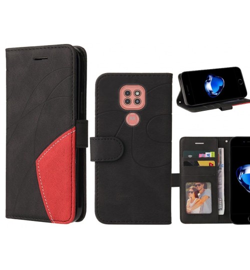 Moto G9 Play Case Wallet Premium Denim Leather Cover - Black