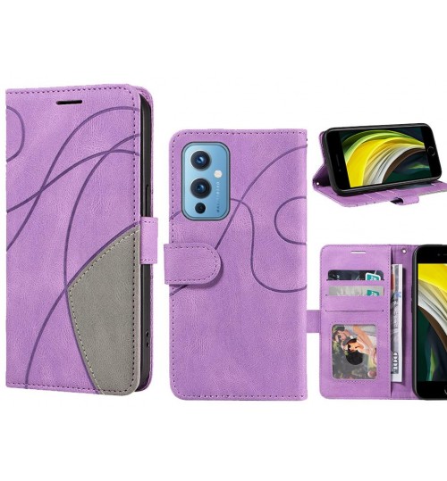 Oneplus 9 Case Wallet Premium Denim Leather Cover - Purple