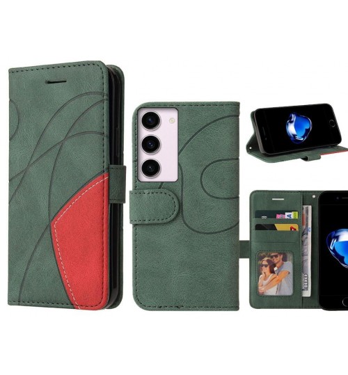 Samsung Galaxy S23 Case Wallet Premium Denim Leather Cover - Green