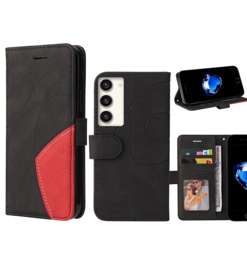 Samsung Galaxy S23 Plus Case Wallet Premium Denim Leather Cover - Black