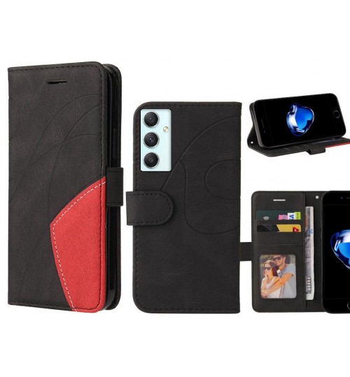Samsung Galaxy A34 Case Wallet Premium Denim Leather Cover - Black