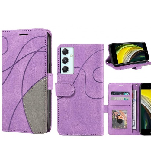 Samsung Galaxy A34 Case Wallet Premium Denim Leather Cover - Purple