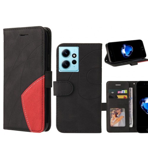Xiaomi Redmi Note 12 4g Case Wallet Premium Denim Leather Cover - Black