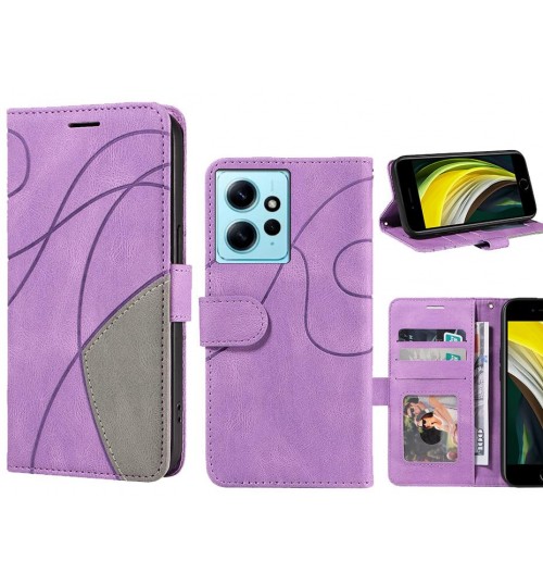 Xiaomi Redmi Note 12 4g Case Wallet Premium Denim Leather Cover - Purple