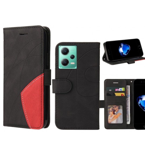 Xiaomi Redmi Note 12 5g Case Wallet Premium Denim Leather Cover - Black