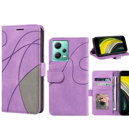Xiaomi Redmi Note 12 5g Case Wallet Premium Denim Leather Cover - Purple