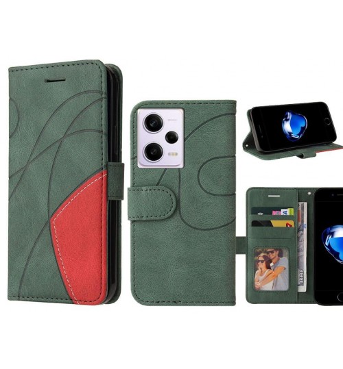 Xiaomi Redmi Note 12 Pro 5g Case Wallet Premium Denim Leather Cover - Green