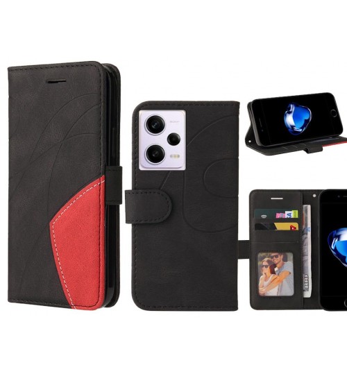 Xiaomi Redmi Note 12 Pro 5g Case Wallet Premium Denim Leather Cover - Black