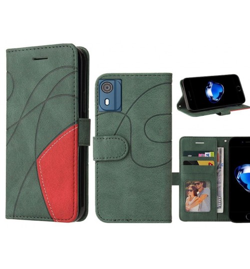 Nokia C02 Case Wallet Premium Denim Leather Cover - Green