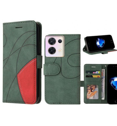 Oppo Reno 8 Case Wallet Premium Denim Leather Cover - Green