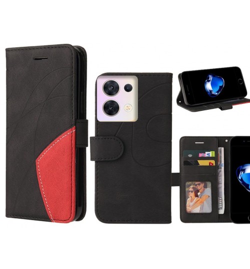 Oppo Reno 8 Case Wallet Premium Denim Leather Cover - Black