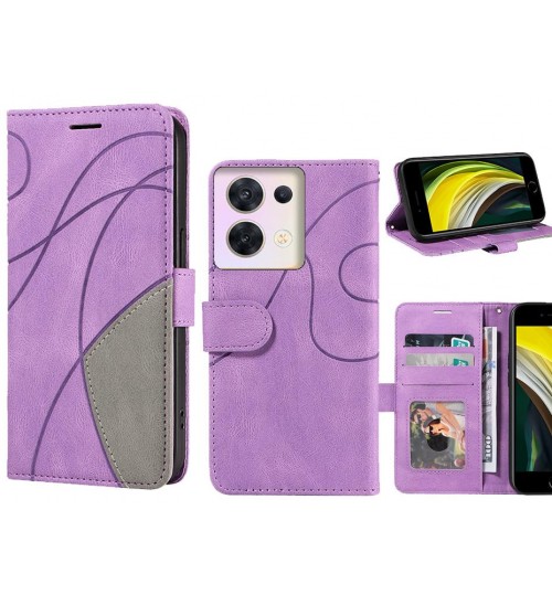 Oppo Reno 8 Case Wallet Premium Denim Leather Cover - Purple