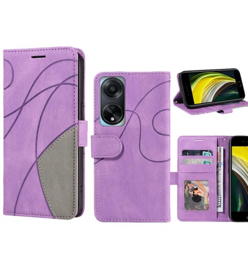 Oppo Reno A98 5g Case Wallet Premium Denim Leather Cover - Purple