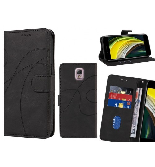 Galaxy Note 3 Case Wallet Fine Pu Leather Cover - Black