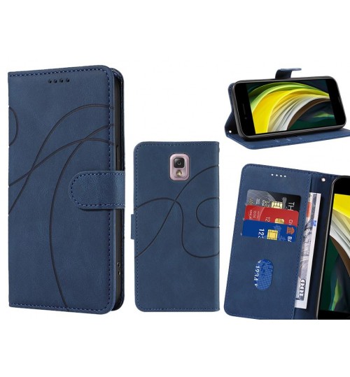 Galaxy Note 3 Case Wallet Fine Pu Leather Cover - Blue