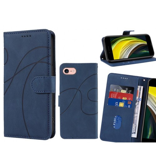 Iphone 8 Case Wallet Fine Pu Leather Cover - Blue