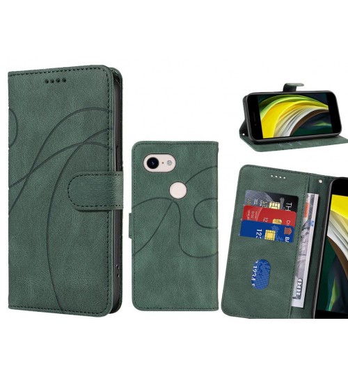 Google Pixel 3 Case Wallet Fine Pu Leather Cover - Green