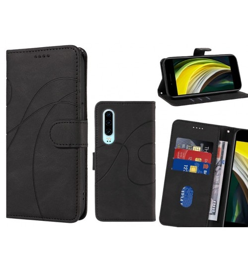Huawei P30 Case Wallet Fine Pu Leather Cover - Black