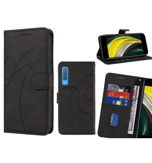 Galaxy A7 2018 Case Wallet Fine Pu Leather Cover - Black